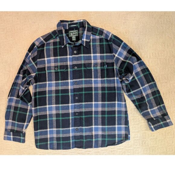 Woolrich Flannel Shirt Mens XL Blue Oxbow Bend 100% Cotton - Picture 1 of 9